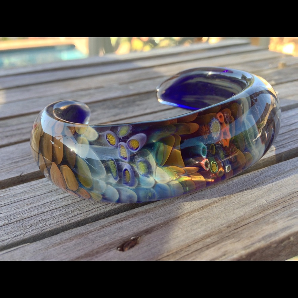 Tide pool glass cuff bracelet